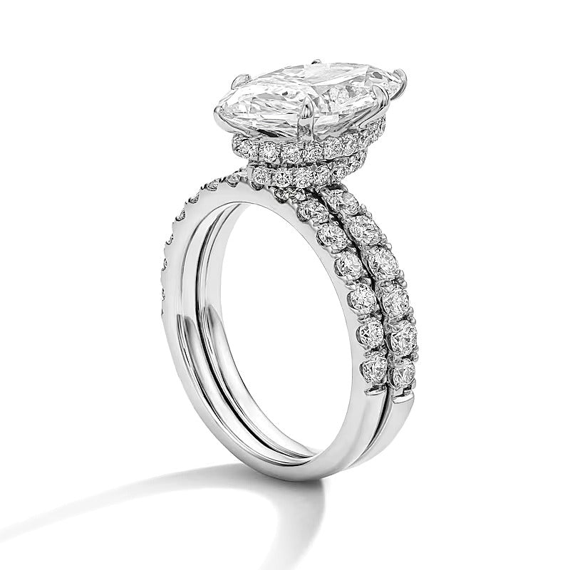 4.33 CT. Gesamtgewicht Labordiamant Braut-Set im Marquise- und Rundschliff in 14K Weißgold (F/VS2)