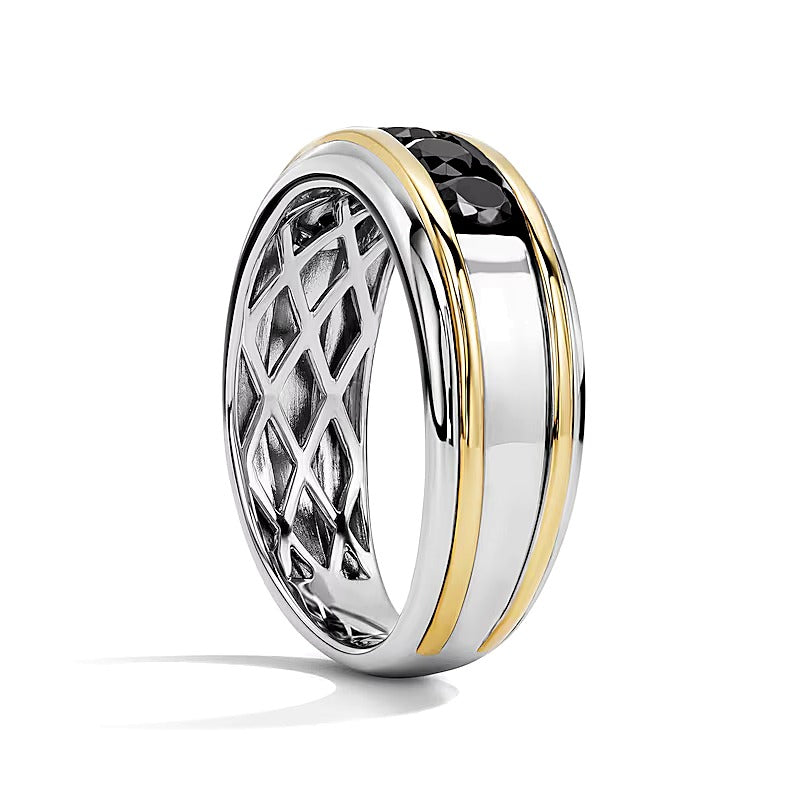 1.0 CT. TW Ring mit fünf schwarzen Diamanten in 10K Bicolor-Gold