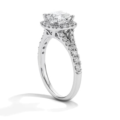 1.5 ct. Gesamtgewicht Labordiamant-Verlobungsring im Princess-Schliff mit Halo in 14K Weißgold (F/VS2)