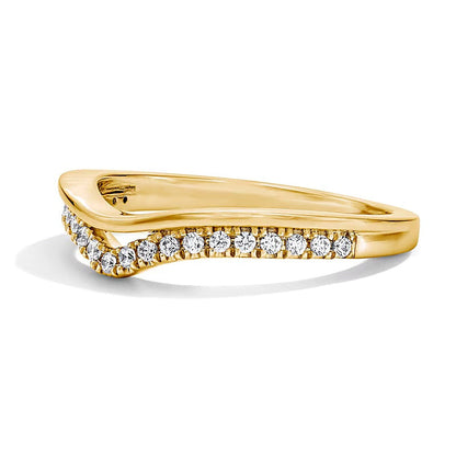 0.17 ct. Gesamtgewicht Memoire-Ring mit Labordiamanten im Chevron-Design in 14K Gelbgold (F/VS2)