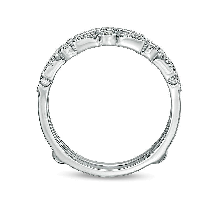 0.5 ct. Gesamtgewicht Ring mit Baguette- und runden Diamanten im Art-Déco-Vintage-Stil in 10K Weißgold