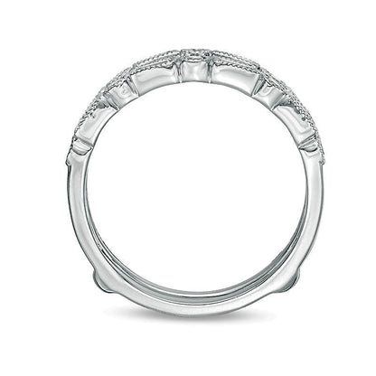 0.5 ct. Gesamtgewicht Ring mit Baguette- und runden Diamanten im Art-Déco-Vintage-Stil in 10K Weißgold
