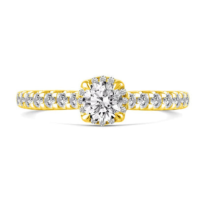 1.0 CT. Gesamtgewicht Diamant Brautset mit verstecktem Rahmen in 14K Gelbgold (I/I2)