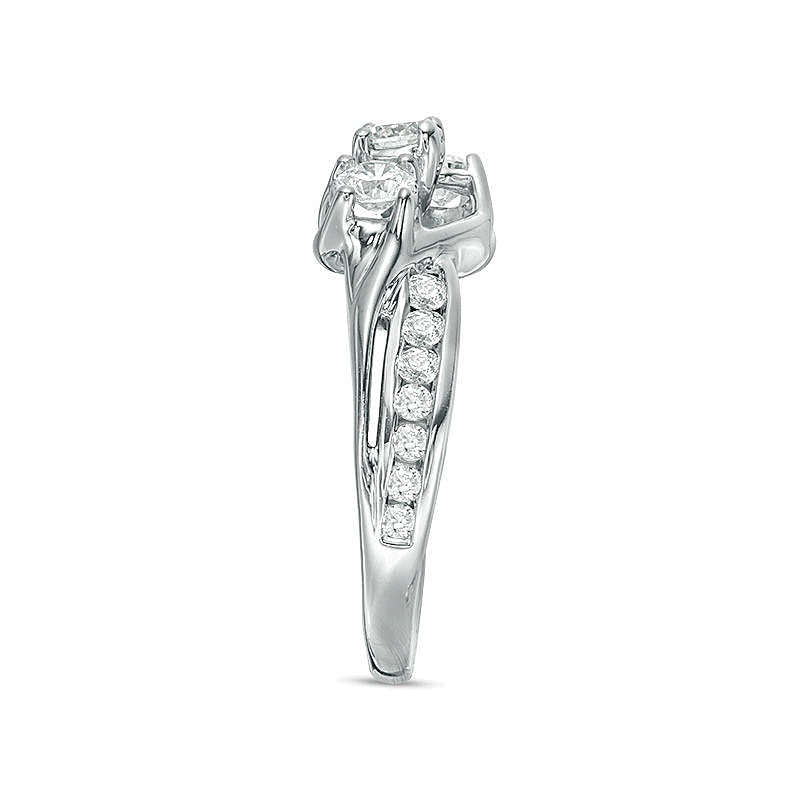 1.0 CT. Gesamtgewicht Diamant Dreistein Verlobungsring in 14K Weißgold