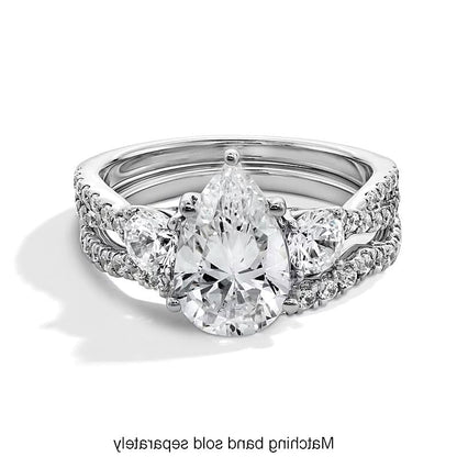 2.75 CT. TW Dreistein-Verlobungsring mit tropfenförmigem Labordiamant in 14K Weißgold (F/SI2)