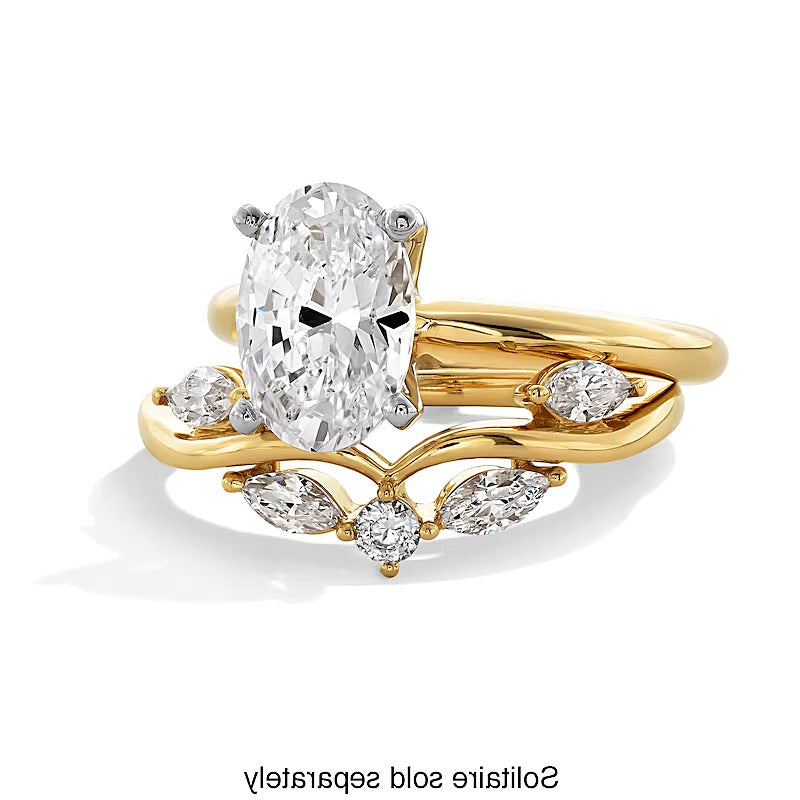 0.38 ct. Gesamtgewicht Marquise und rund Labordiamant Blattranken-Konturring in 14K Gelbgold (F/VS2)