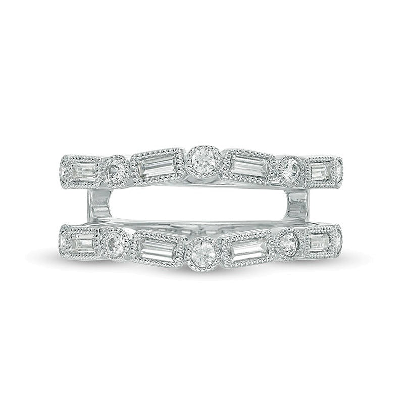 0.5 ct. Gesamtgewicht Ring mit Baguette- und runden Diamanten im Art-Déco-Vintage-Stil in 10K Weißgold