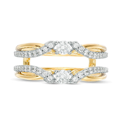 0.5 ct. Gesamtgewicht Diamant Crossover Solitär Enhancer Ring in 10K Bicolor Gold