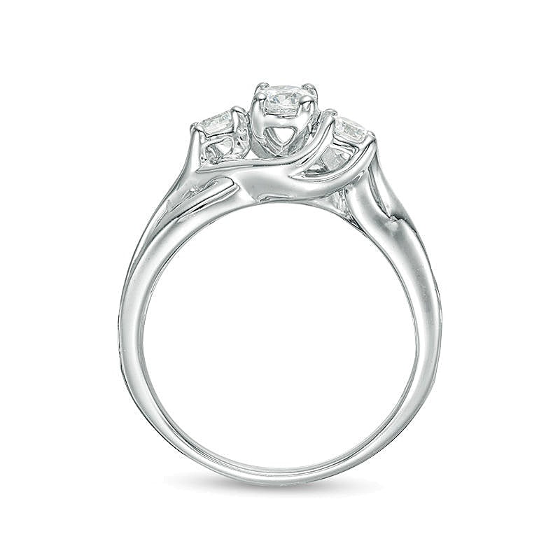 1.0 CT. Gesamtgewicht Diamant Dreistein Verlobungsring in 14K Weißgold