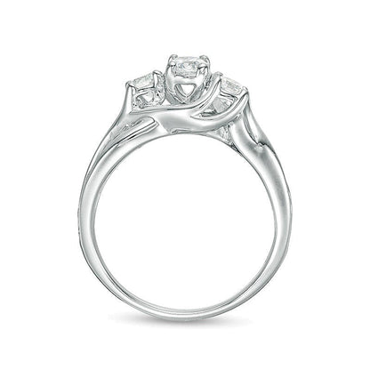 1.0 CT. Gesamtgewicht Diamant Dreistein Verlobungsring in 14K Weißgold