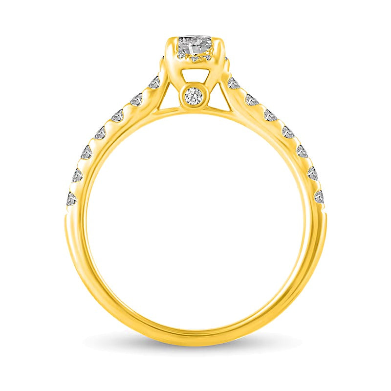 1.0 CT. Gesamtgewicht Diamant Brautset mit verstecktem Rahmen in 14K Gelbgold (I/I2)