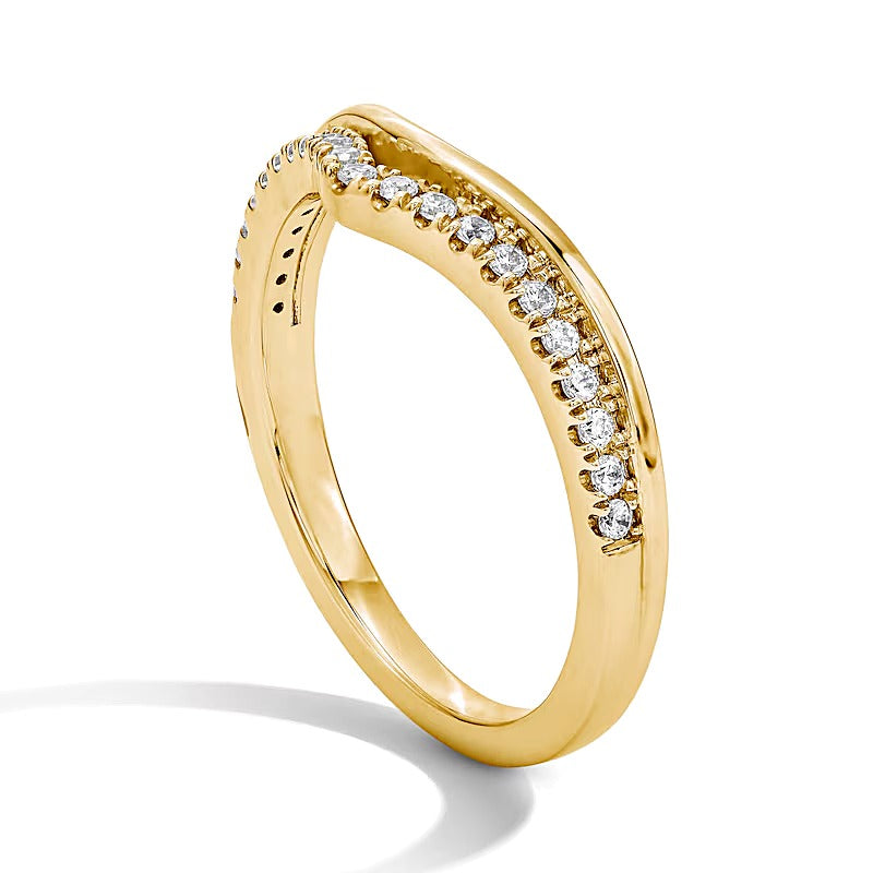 0.17 ct. Gesamtgewicht Memoire-Ring mit Labordiamanten im Chevron-Design in 14K Gelbgold (F/VS2)