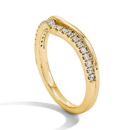 0.17 ct. Gesamtgewicht Memoire-Ring mit Labordiamanten im Chevron-Design in 14K Gelbgold (F/VS2)