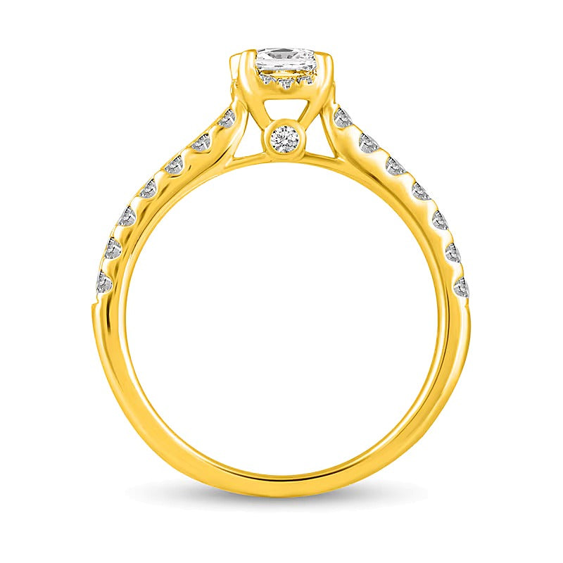 1.0 CT. TW Braut-Set mit Diamanten im Princess- und Rundschliff in 14K Gelbgold (I/I2)
