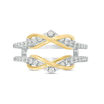 0.38 ct. Gesamtgewicht Diamant Infinity Chevron Solitär-Enhancer Ring in 10K Two-Tone Gold