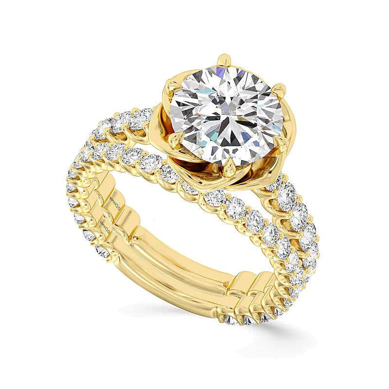 Enchanted Star Belle Verlobungsring 3.88 CT. Gesamtgewicht Labordiamant in 14K Gelbgold (F/VS2)