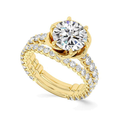 Enchanted Star Belle Verlobungsring 3.88 CT. Gesamtgewicht Labordiamant in 14K Gelbgold (F/VS2)