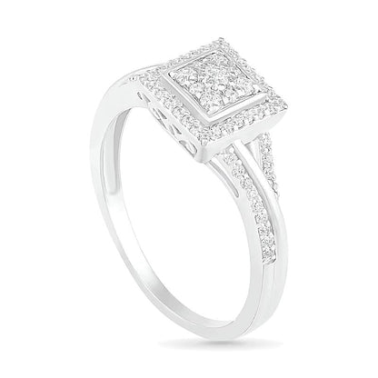 Brautset mit Diamanten im runden und Princess-Schliff 0,38 ct. Gesamtgewicht in 10K Weißgold für Damen