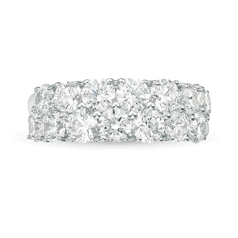 Memoire-Ring mit Diamanten, zweireihig, 4.0 ct. Gesamtgewicht, in 10K Weißgold