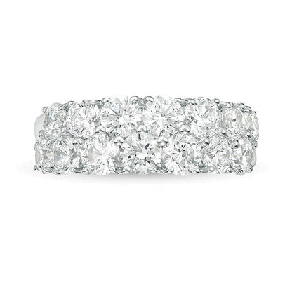 Memoire-Ring mit Diamanten, zweireihig, 4.0 ct. Gesamtgewicht, in 10K Weißgold