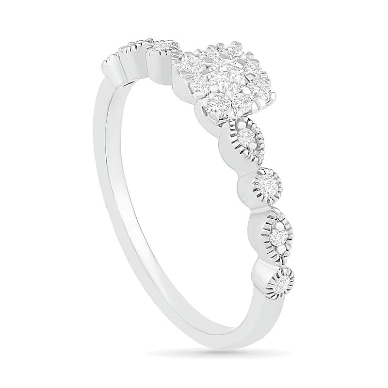 0,38 ct. Gesamtgewicht Komposit-Diamant Brautset im Vintage-Stil in 10K Weißgold