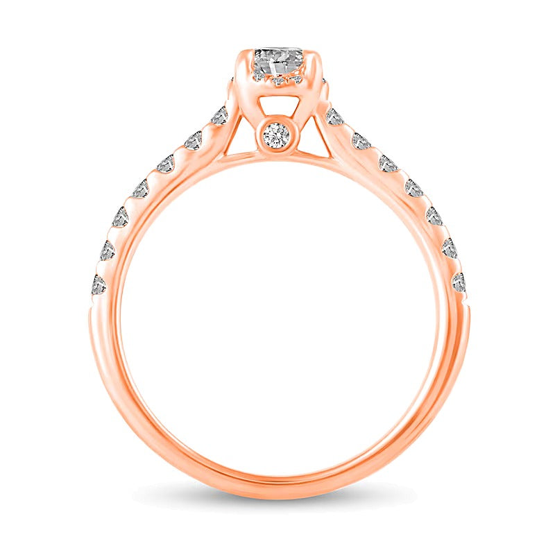 1.0 CT. Gesamtgewicht Diamant Braut-Set mit verborgenem Rahmen in 14K Roségold (I/I2)