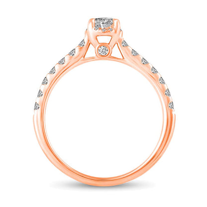 1.0 CT. Gesamtgewicht Diamant Braut-Set mit verborgenem Rahmen in 14K Roségold (I/I2)