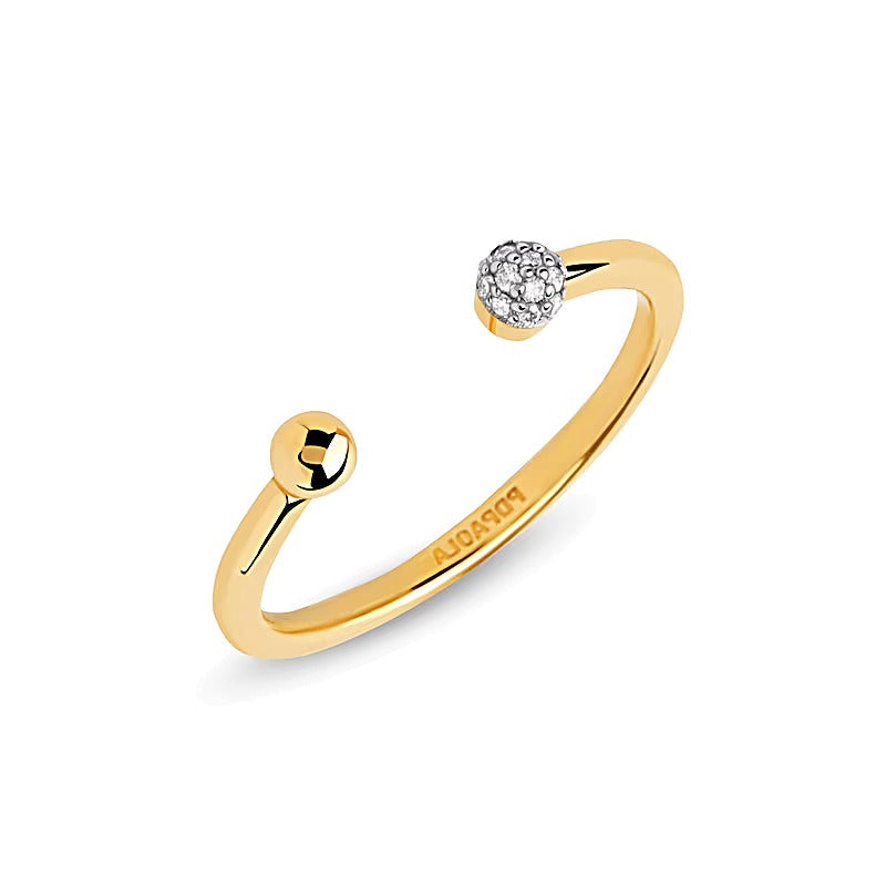0,05 ct. Gesamtgewicht Labordiamant Ring offen in 18K Gelbgold