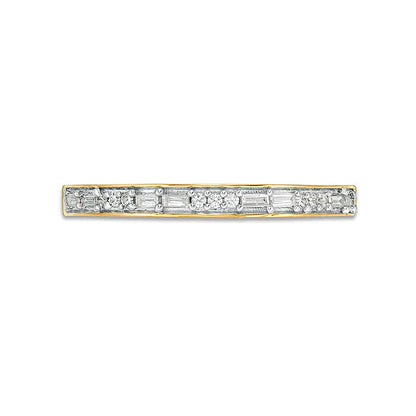 Ring mit Baguette- und rundem Diamant 0.13 ct. Gesamtgewicht in 10K Gelbgold für Damen