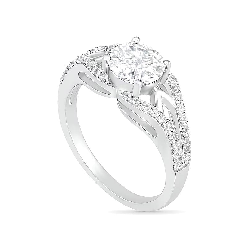 7,0mm Braut-Set mit weißem Labor-Saphir in rundem Schliff, Krappenfassung, rhodiniertes Sterlingsilber 925