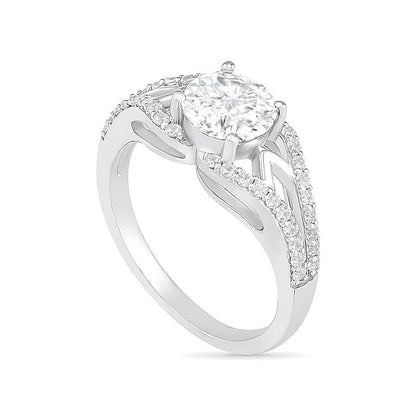 7,0mm Braut-Set mit weißem Labor-Saphir in rundem Schliff, Krappenfassung, rhodiniertes Sterlingsilber 925