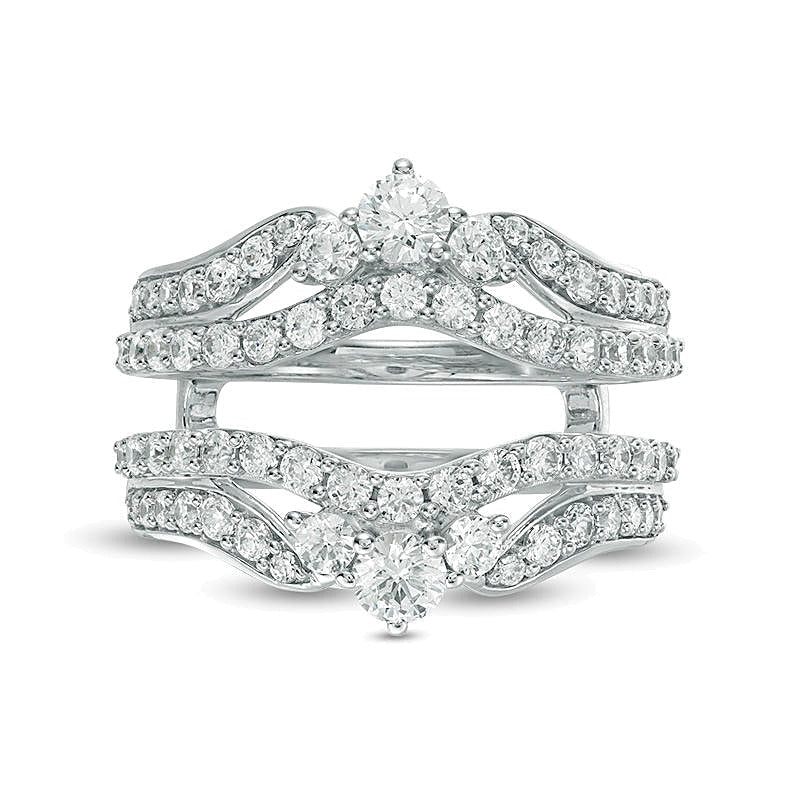 1,5 ct. Gesamtgewicht Diamant-Ring mehrreihig im Tiara-Stil Solitär-Enhancer in 14K Weißgold