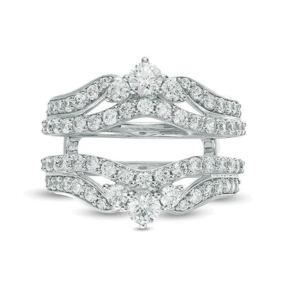 1,5 ct. Gesamtgewicht Diamant-Ring mehrreihig im Tiara-Stil Solitär-Enhancer in 14K Weißgold