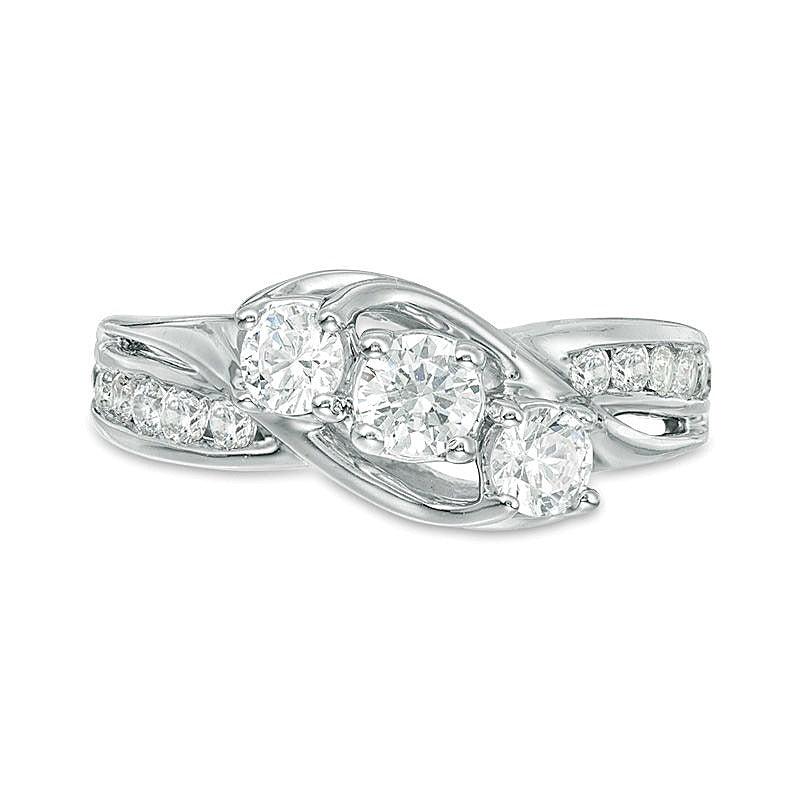 1.0 CT. Gesamtgewicht Diamant Dreistein Verlobungsring in 14K Weißgold