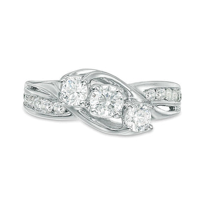 1.0 CT. Gesamtgewicht Diamant Dreistein Verlobungsring in 14K Weißgold