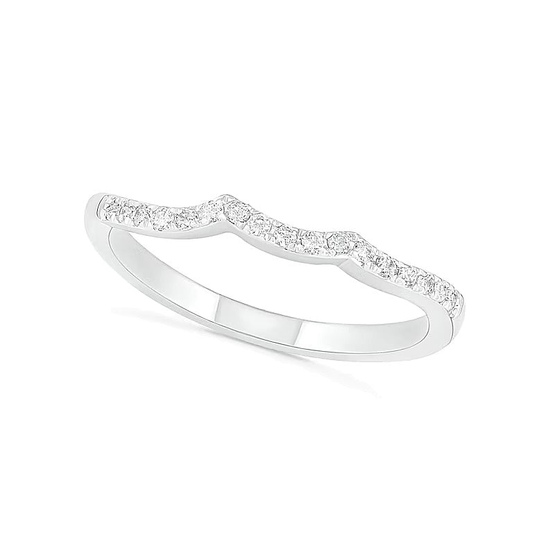 7,0 mm Aquamarin und 0,38 ct. Gesamtgewicht Diamant Bypass Brautset mit Blattdesign-Ringschiene in 10K Weißgold