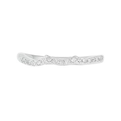 7,0 mm Aquamarin und 0,38 ct. Gesamtgewicht Diamant Bypass Brautset mit Blattdesign-Ringschiene in 10K Weißgold