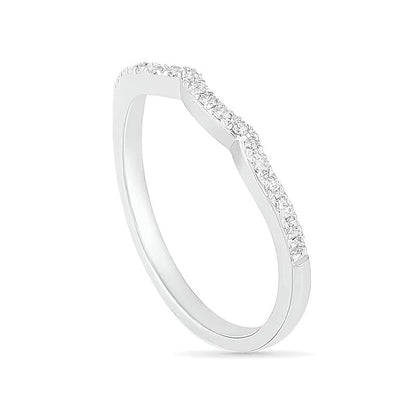 7,0 mm Aquamarin und 0,38 ct. Gesamtgewicht Diamant Bypass Brautset mit Blattdesign-Ringschiene in 10K Weißgold