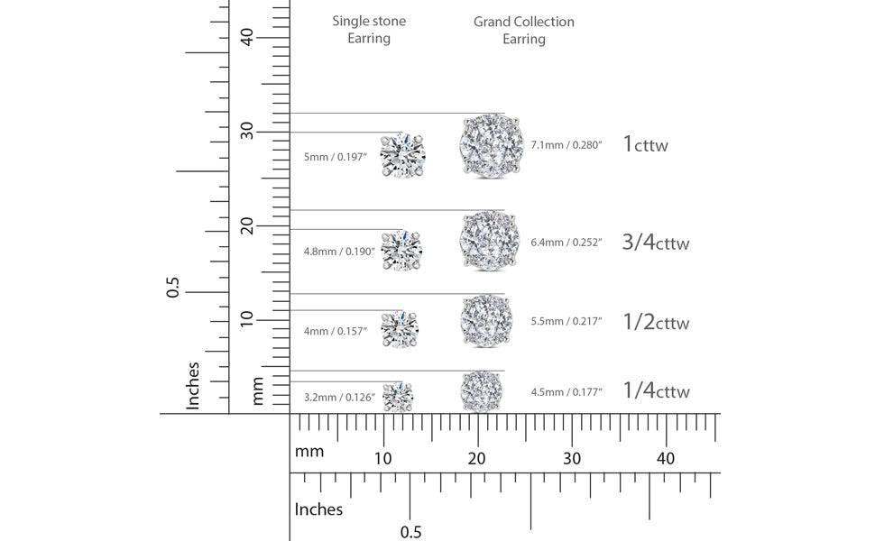 1,0 ct. Diamant-Ohrstecker aus Sterlingsilber, rhodiniert