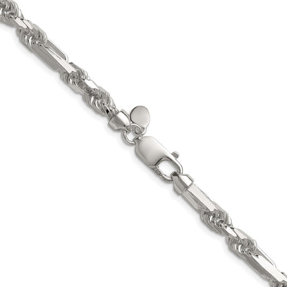 Sterlingsilber 6mm Diamantiert Figarope 26 Zoll Kette