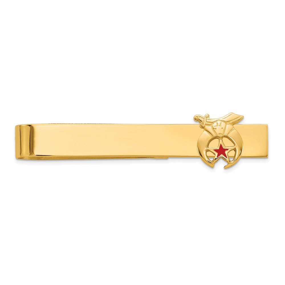 14K Gelbgold Herren Poliert und Strukturiert mit Rot Emaille Freimaurer Shriner Mittel Krawatten Stab