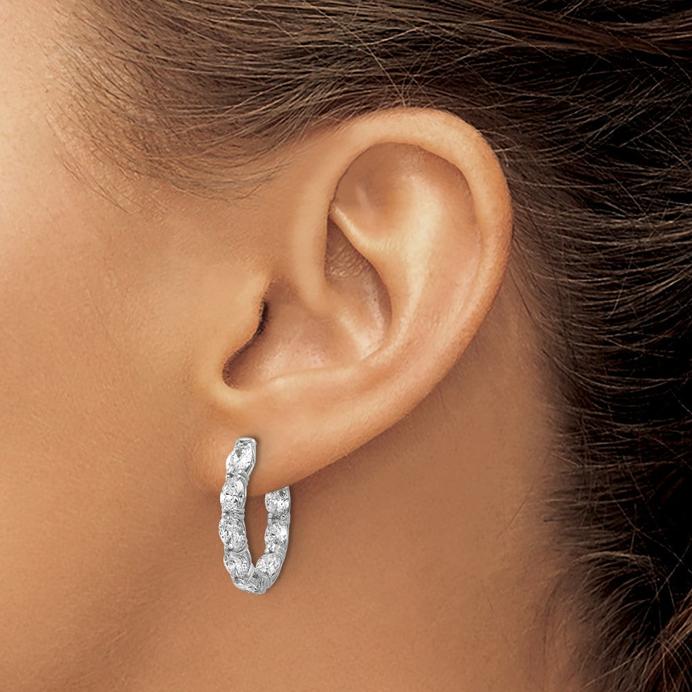 14K Weißgold zertifizierte 5x3 Oval Laborgezüchtete VS/SI FGH Diamant Innen/Außen Creolen
