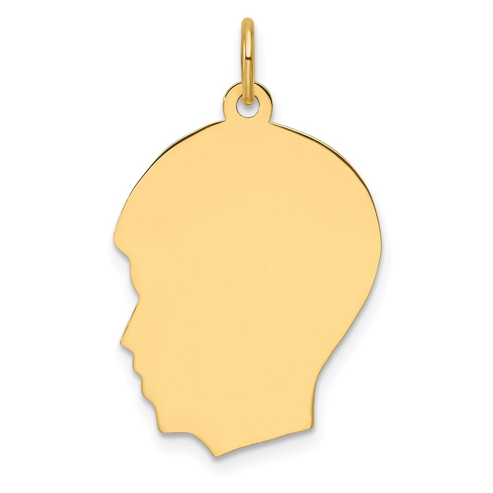 14K Gelbgold Schlicht Mittel Zugewandt Left Gravierbar Junge Kopf Charm