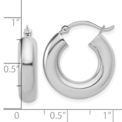 14K Weißgold 5x20mm Poliert Leicht Röhre Creolen