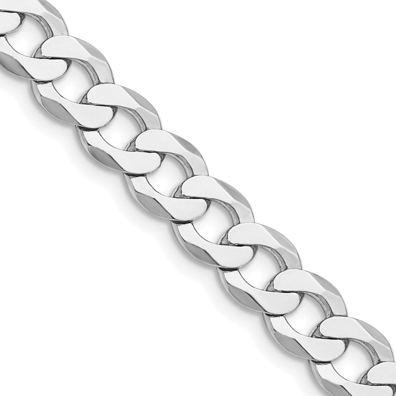 Sterlingsilber Rhodiniert 7.5mm Flach Panzer 28 Zoll Kette