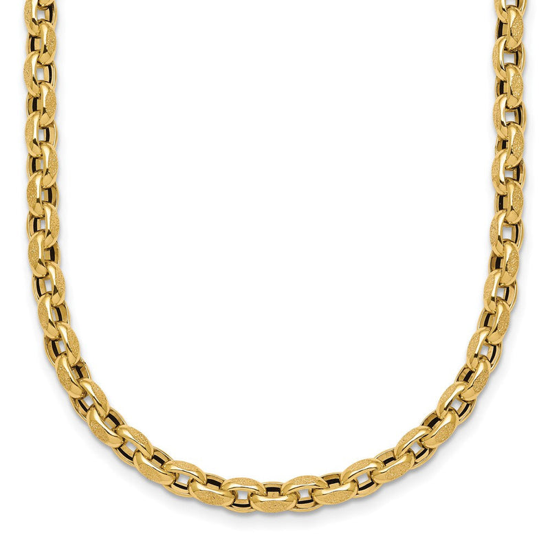 14K Gelbgold Poliert 4mm Fantasie Strukturiert Erbs Glieder 17.25 Zoll Halskette