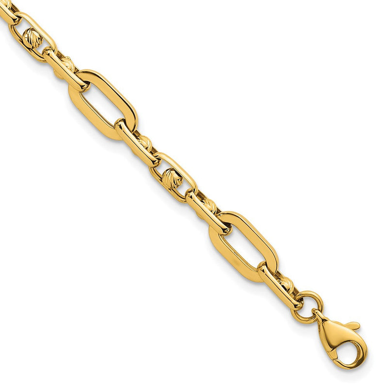 14K Gelbgold Poliert 5.75mm Fantasie Offen Glieder Gliederarmband
