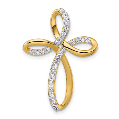 14K Gelbgold 1/3 Karat Diamant Kreuz Omega Anhänger