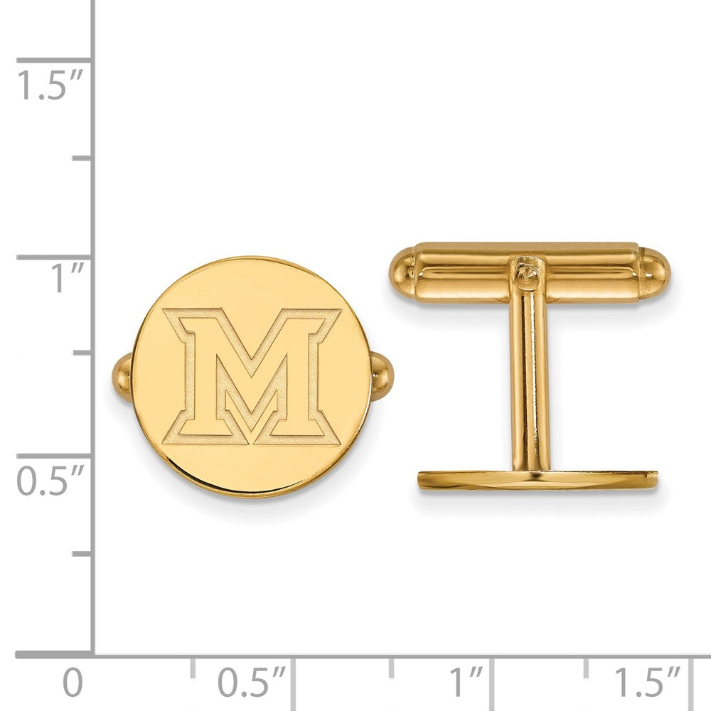 14K Gelbgold Gold Logoart Miami University Ohio Buchstabe M Manschette Knöpfe