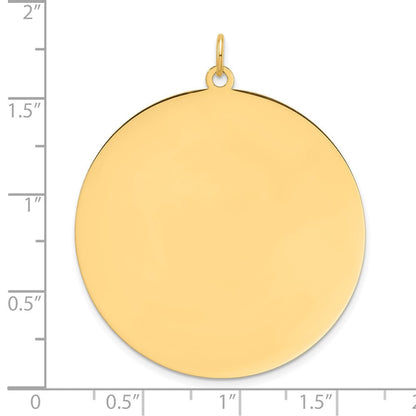 14K Gelbgold Schlicht Rund Gravierbar 38.3mm Plättchen Charm